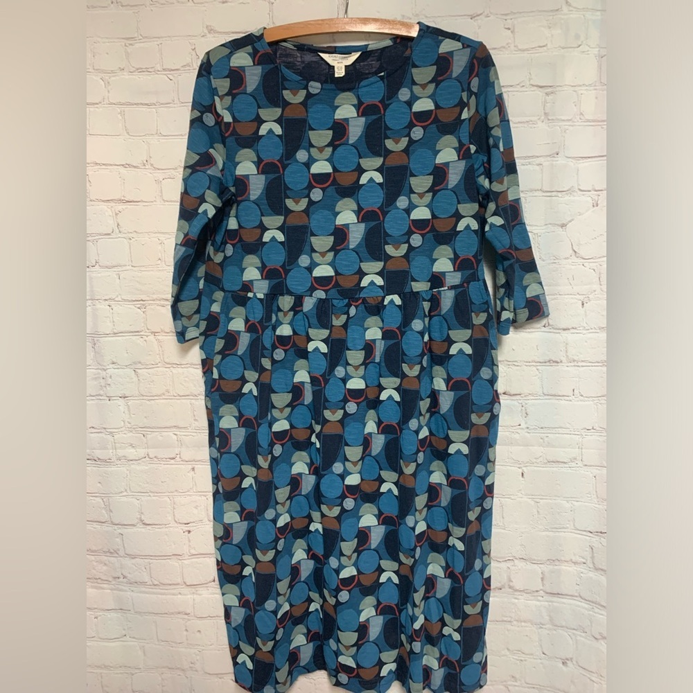 SeaSalt Cornwall Organic Cotton Blue Circle Dress Size 8 Petite​